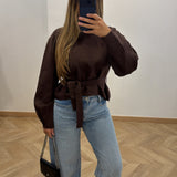 Pull avec ceinture [ marron ]