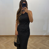 Robe moulante à pois [ noir]