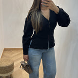 Gilet en maille fermeture agrafe [ noir ]