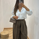 Pantalon pince palazzo [ marron ]