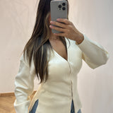 Gilet en maille fermeture agrafe [ beige ]
