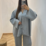 Ensemble oversize bouton [ gris ]