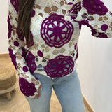 Pull crochet [ framboise ]