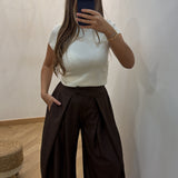 Pantalon pince évasé [ marron ]