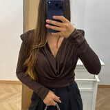 Pull col tombant [ marron ]