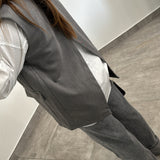 Blazer sans manche fendu sur le dos  [ gris ]