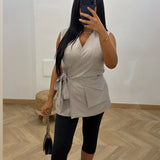 Veste sans manche noué [ taupe ]