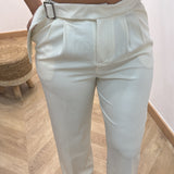 Pantalon pince ceinture [ écru ]