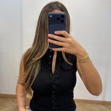 Top boutonné [ noir ]