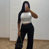 Pantalon pince retroussé [noir]