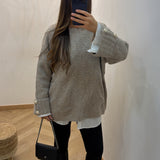 Pull bouton [ taupe ]
