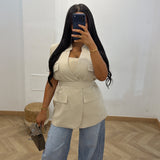 Blazer sans manche cargo [ taupe ]