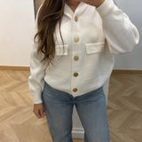 Gilet capuche bouton [blanc]