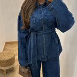 Ensemble jean avec ceinture [ bleu ]