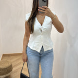 Top tailleur épaulette [ blanc ]