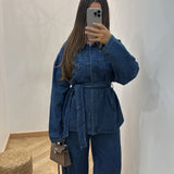 Ensemble jean avec ceinture [ bleu ]