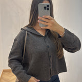 Gilet avec capuche court [ marron ]