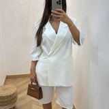 Ensemble blazer + bermuda [ blanc ]