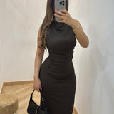 Robe texturé moulante [ marron ]