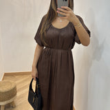 Robe satiné avec fil [ marron ]