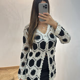 Cardigan long crochet [ noir ]