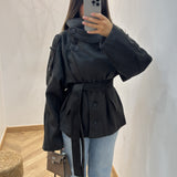 Manteau avec ceinture daim [ marron  ]
