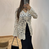 Cardigan long crochet [ beige ]