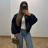 Veste satiné Sandy [ bleu marine ]