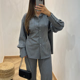 Ensemble rayé ajustable [ gris ]