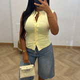 Top boutonné [ jaune ]