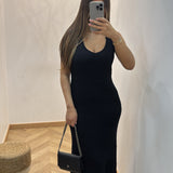 Robe en maille manche courte [ noir ]
