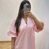 Haut col V bouffant [ rose ]