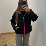 Veste moumoute [ noir / rose ]