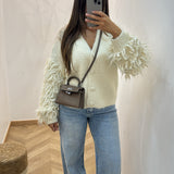Cardigan manche froufrou [ beige ]