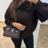 Pull col bouton [ marron ]