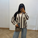 Chemise avec rayure [ marron ]