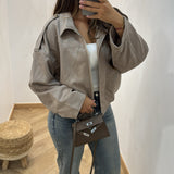 Veste courte en daim [ taupe ]