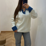 Pull col [ beige ]