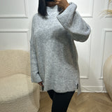 Pull mi-long gris