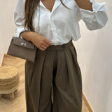 Pantalon pince palazzo [ marron ]