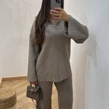 Ensemble maille zip [ taupe ]
