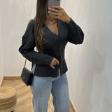 Gilet en maille fermeture agrafe [ gris ]