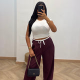Pantalon chemise [bordeaux]