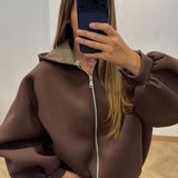 Gilet capuche carreaux [ marron ]
