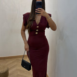 Robe épaulette bijoux [ bordeaux ]