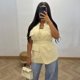 Blazer sans manche cargo [ jaune ]