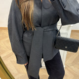 Veste tailleur avec ceinture [ gris]