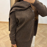 Ensemble écharpe intégré [ marron ]