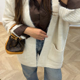 Gilet mi-long poche [ beige ]
