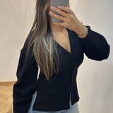 Gilet en maille fermeture agrafe [ noir ]